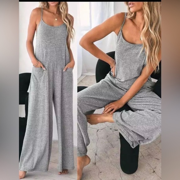 Heather Gray Jumpsuit! So…So Cute! - Picture 4 of 5